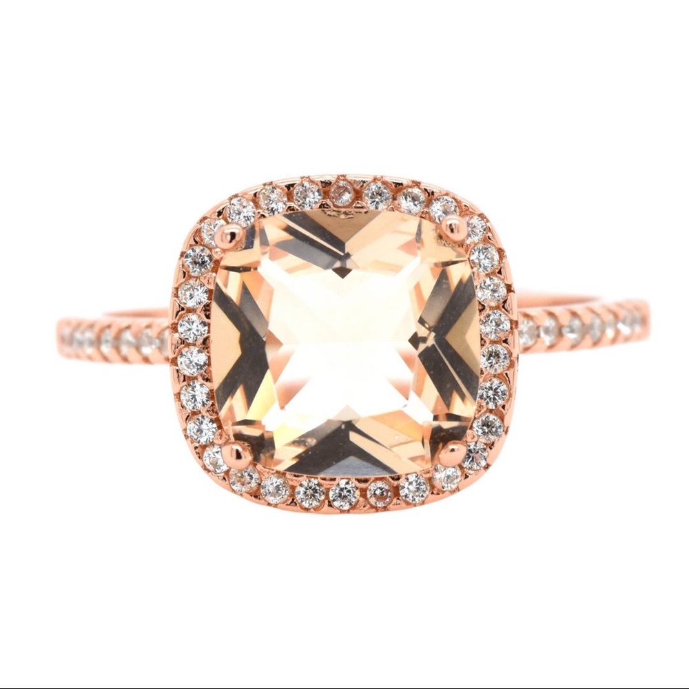 Sterling Silver 925 Rose Gold Ring W/CZ